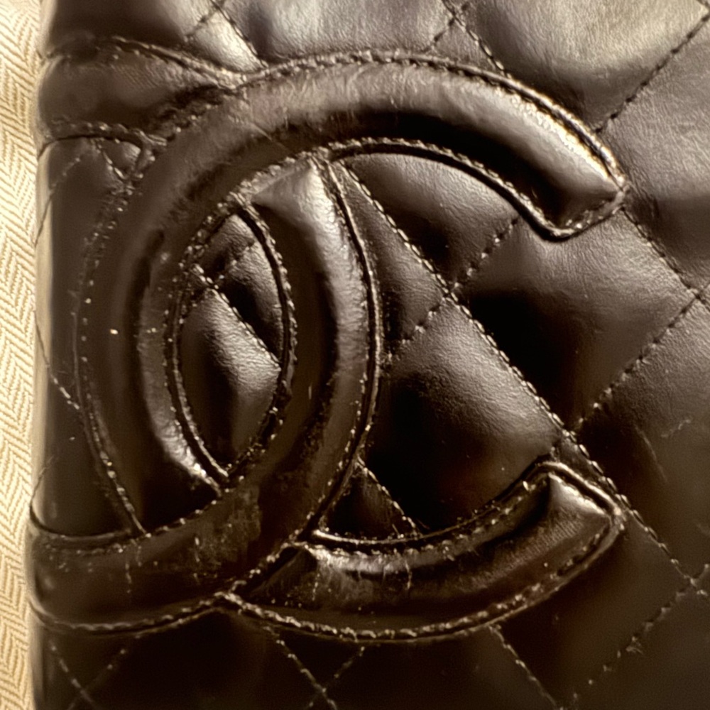 CHANEL Black Quilted Leather large wallet